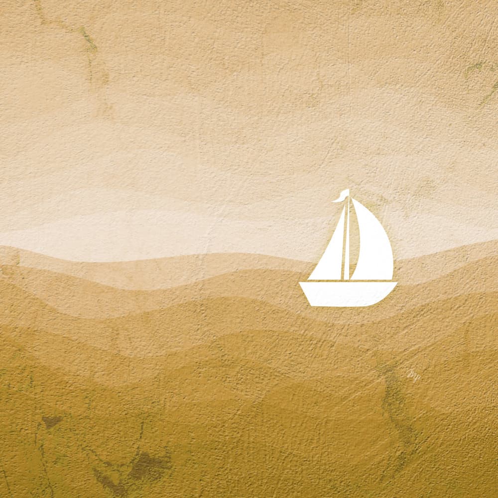 Minimalist Sailboat Waves by Martina — canvas wall art