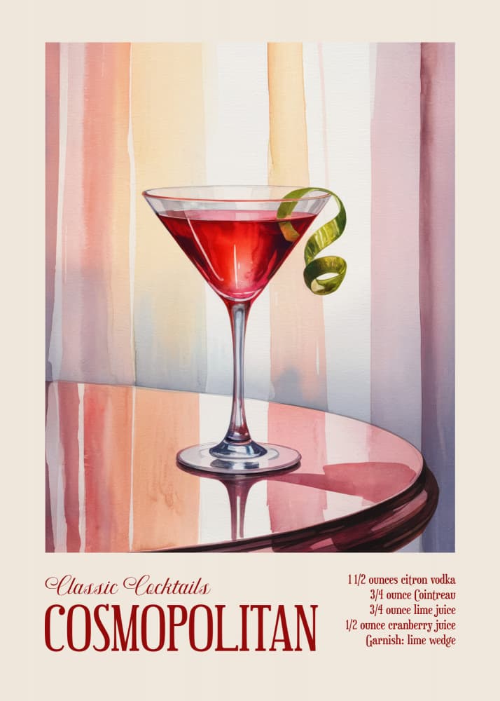 Classic Cosmopolitan Cocktail by Andreas Magnusson — canvas wall art