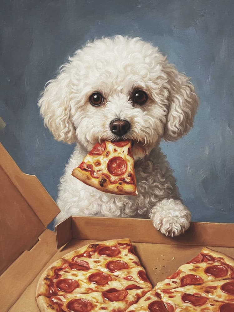 Hungry Puppy Pizza by Andreas Magnusson — canvas wall art