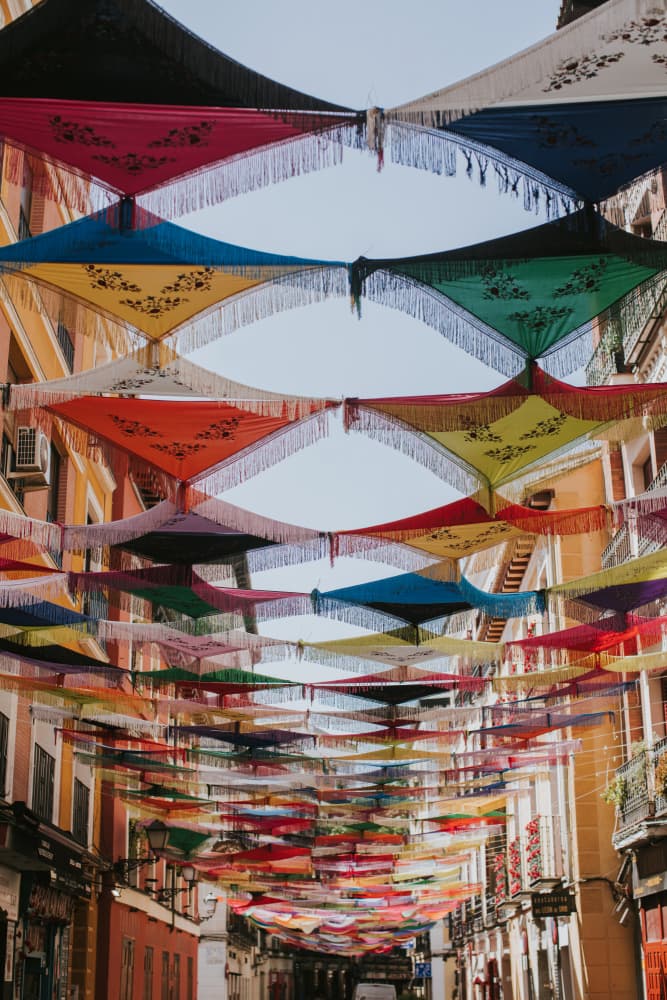 Colorful Street Canopy by Claudia Casal — canvas wall art