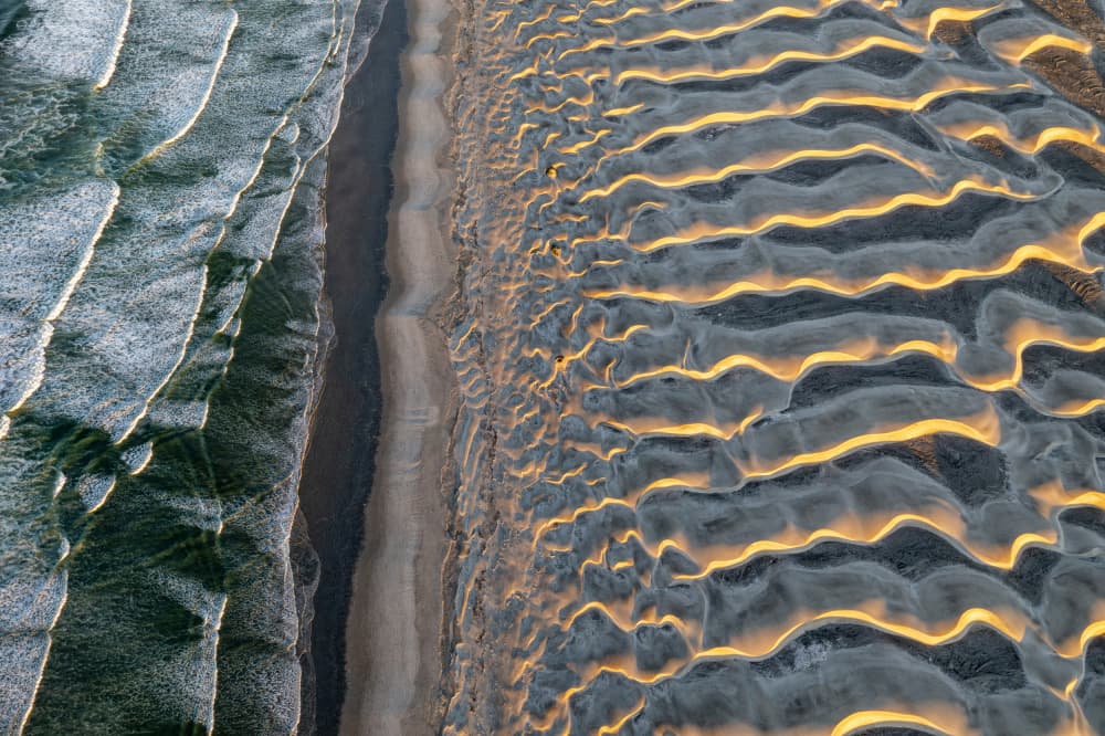 Golden Rippled Beach by Andrea Izzotti — canvas wall art