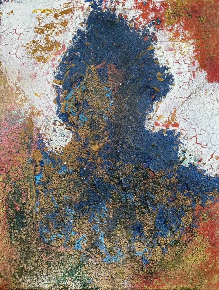 Cracked Blue Gold Abstract by Berit Pihl — canvas wall art
