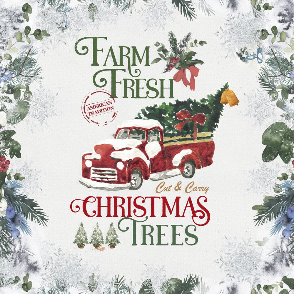 Festive Farm Truck by Emel Tunaboylu — canvas wall art