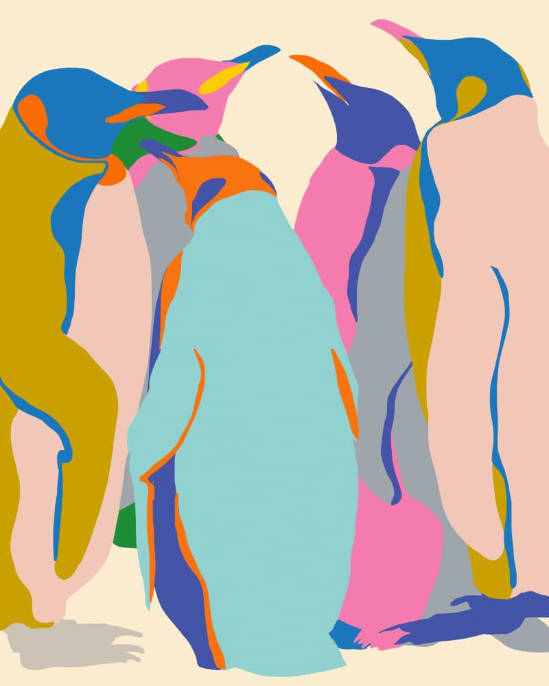 Colorful Abstract Penguins