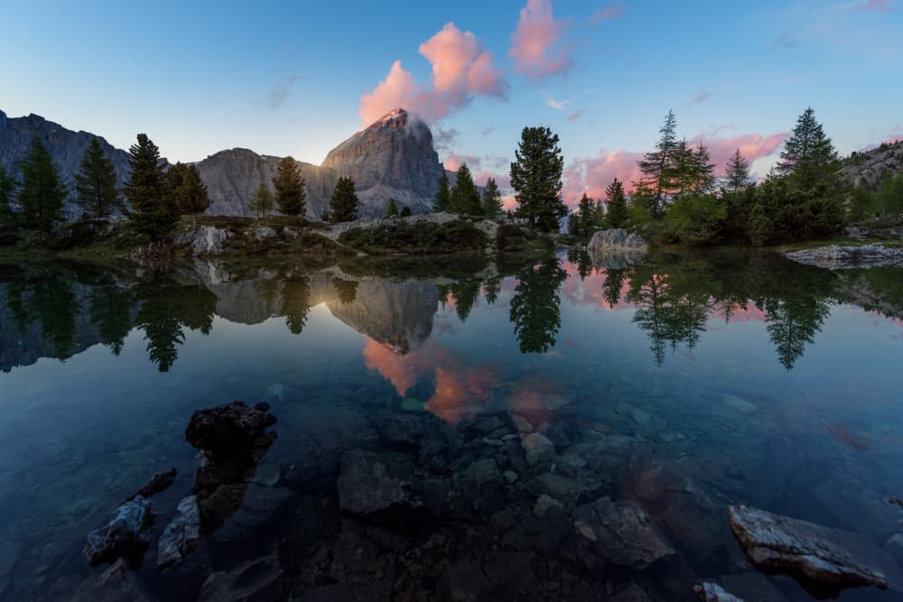 Mountain Lake Reflections by David Martin Castan — canvas wall art