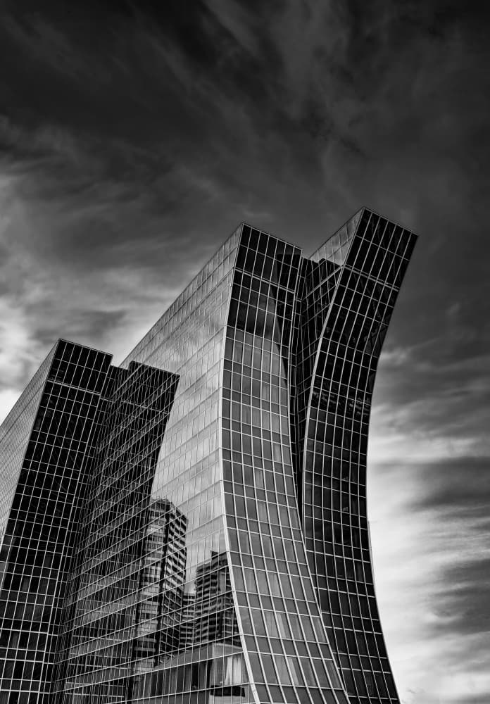 Dramatic Curved Building by Makihiko Hayama — canvas wall art
