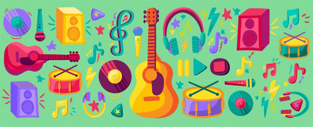 Vibrant Music Collection by Marika Barsrsind — canvas wall art