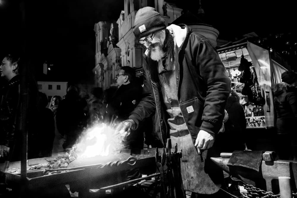 Blacksmith At The Forge by Daniel Klement — canvas wall art