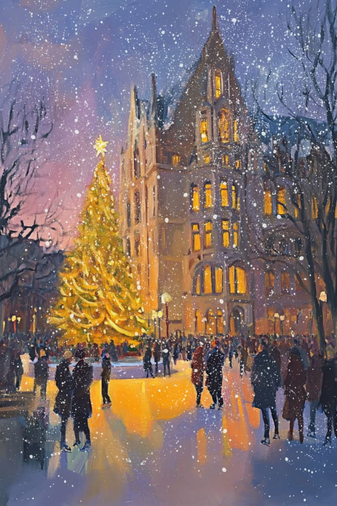 Brightchristmascityno02 by Treechild — canvas wall art