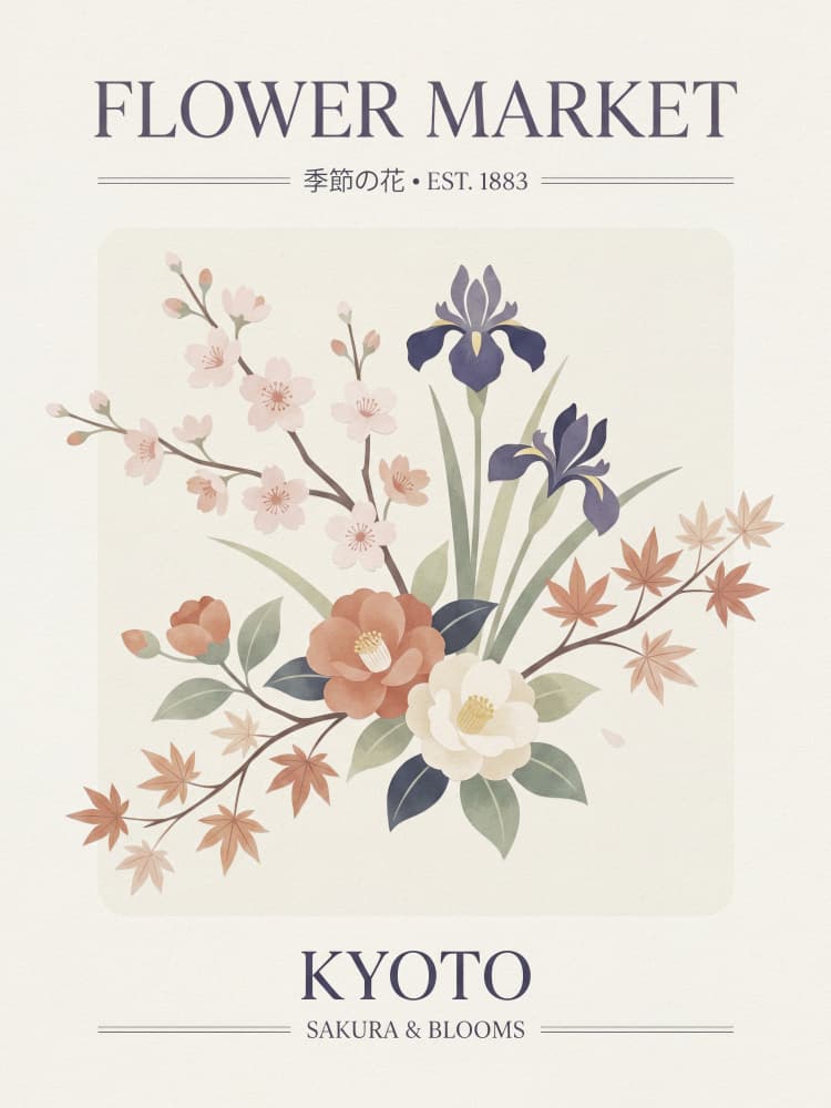 Kyoto Flower Market Blooms by Andreas Magnusson — canvas wall art