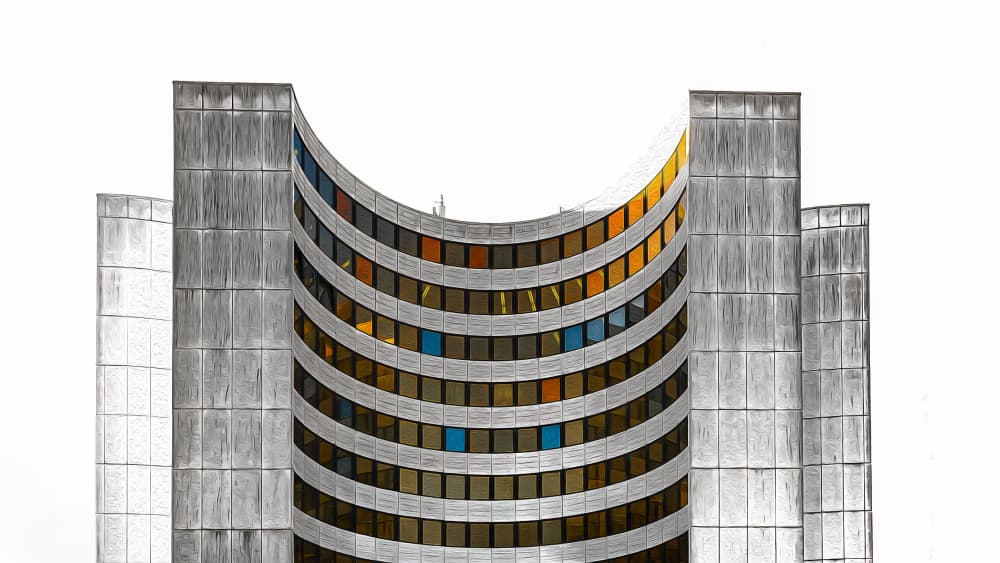 Urban Curve Building by Ute Jackisch — canvas wall art
