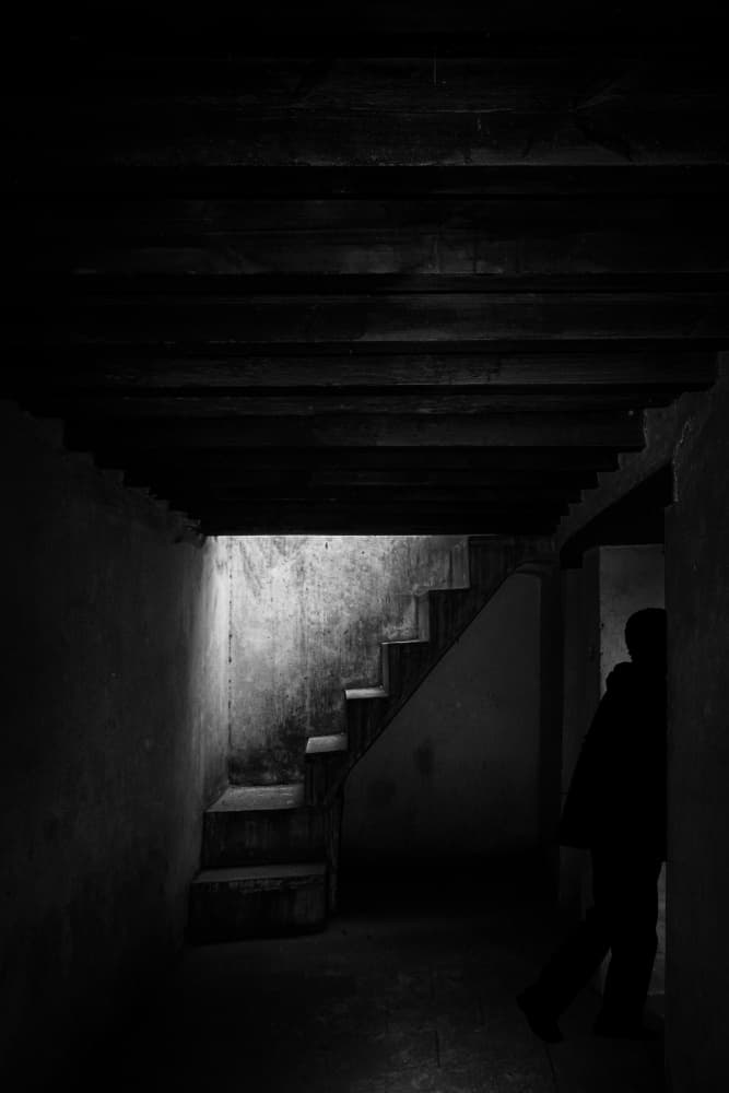 Descending Dark Stairs by hishamtwhed — canvas wall art