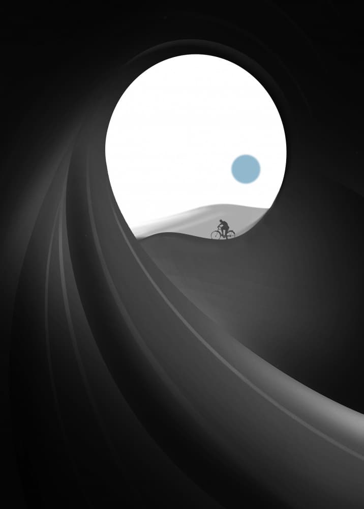 Minimalist Cycle Journey by Fadil Roze — canvas wall art