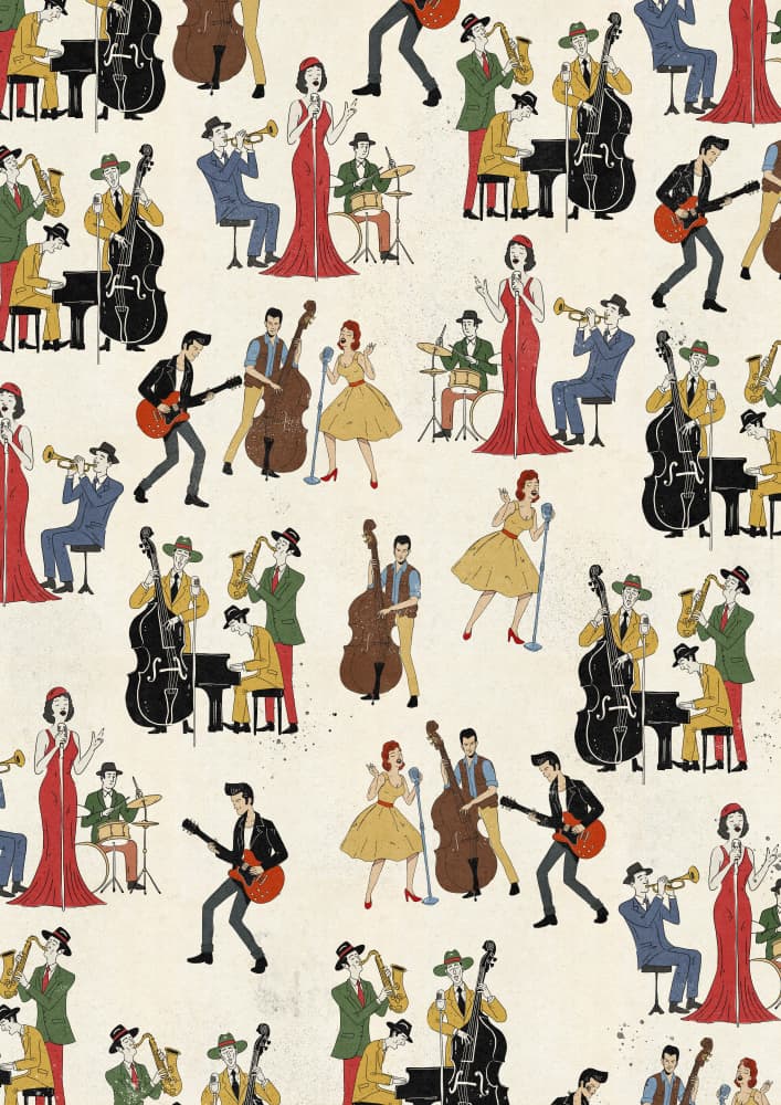 Retro Music Pattern by Nicholas — canvas wall art