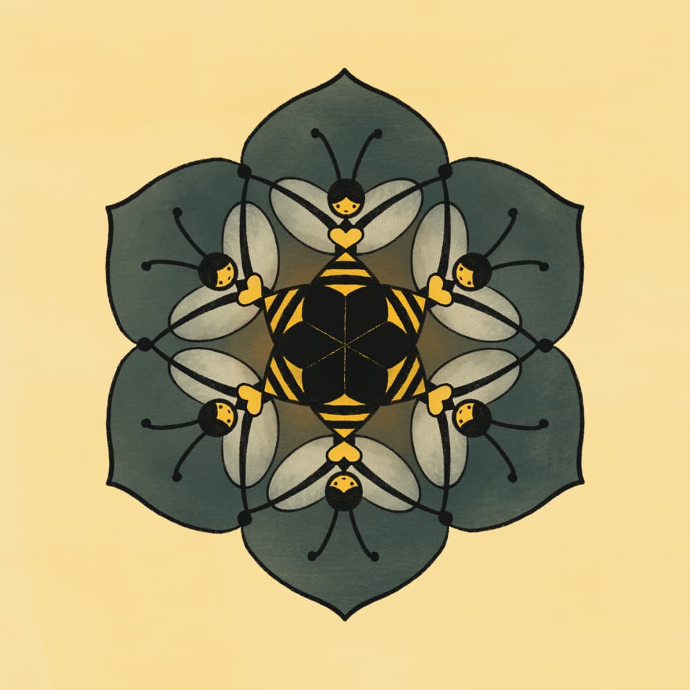 Bee Blossom Mandala by Philippine Bouchez — canvas wall art