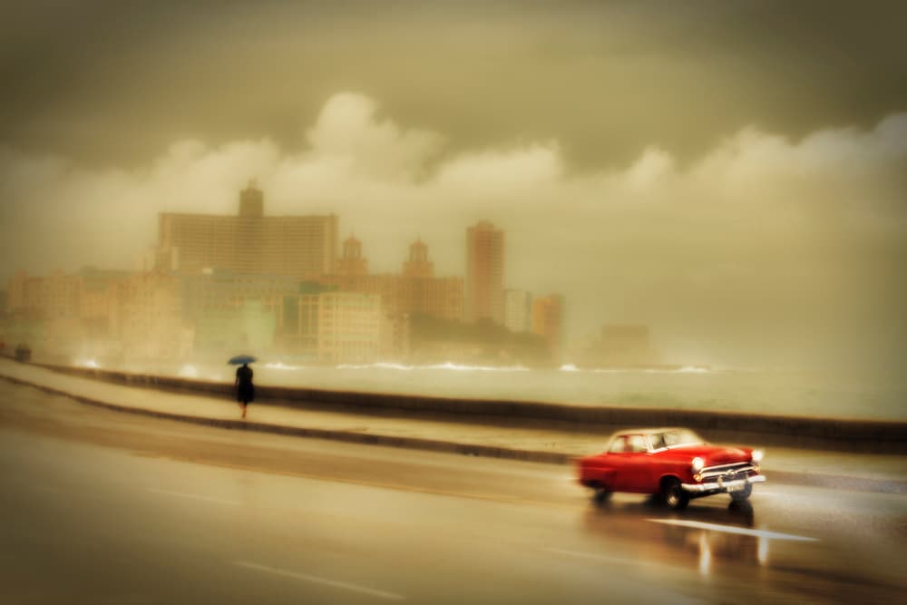 Vintage Car City Rain by Svetlin Yosifov — canvas wall art