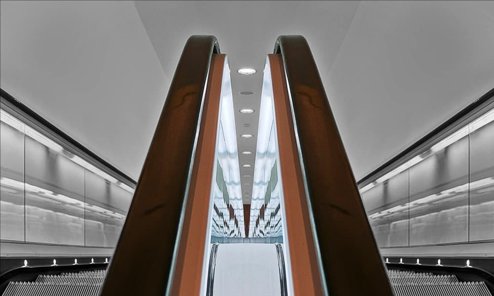 Sleek Upward Escalator by Henk van Maastricht — canvas wall art