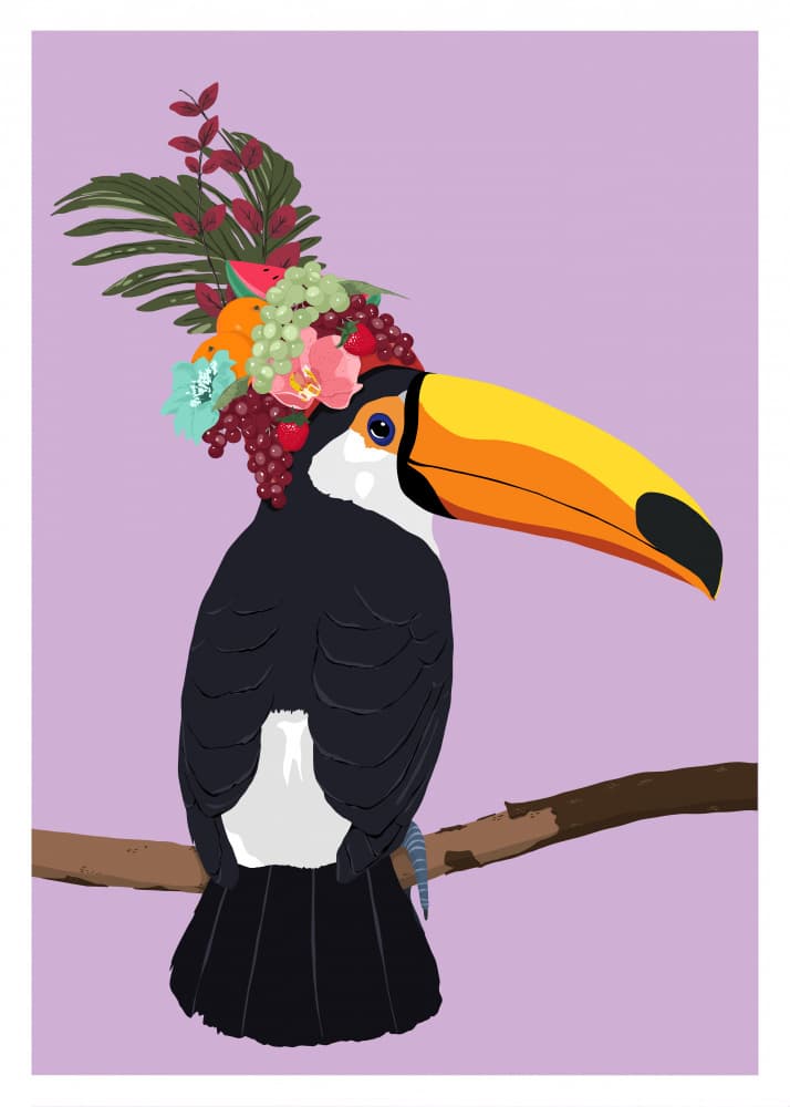 Tropical Toucan Crown by ByKammille — canvas wall art