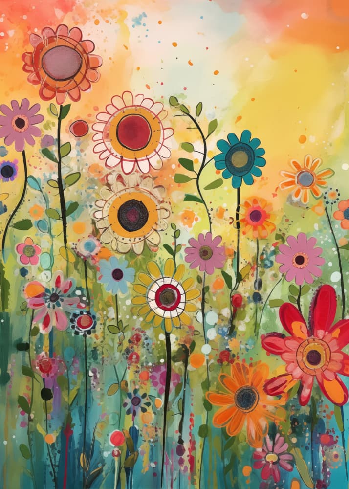 Happy Colorful Flowers by Andreas Magnusson — canvas wall art