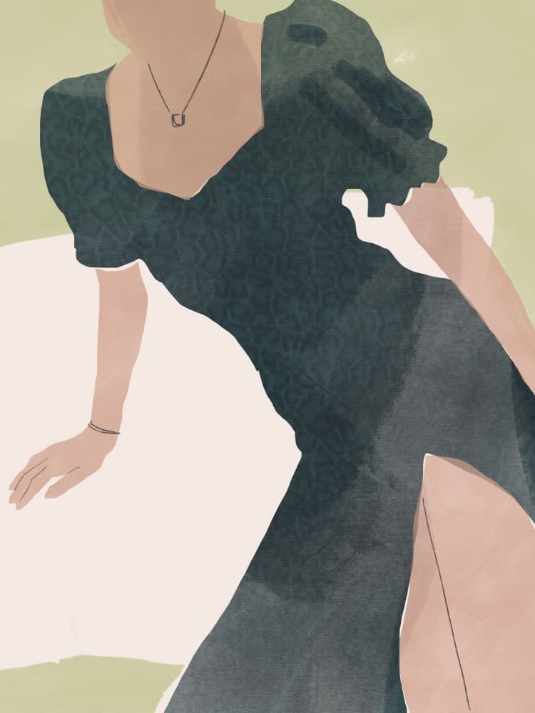 Elegant Green Dress by Little Dean — canvas wall art
