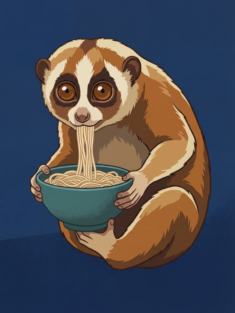 Slow Loris Noodles by Andreas Magnusson — canvas wall art