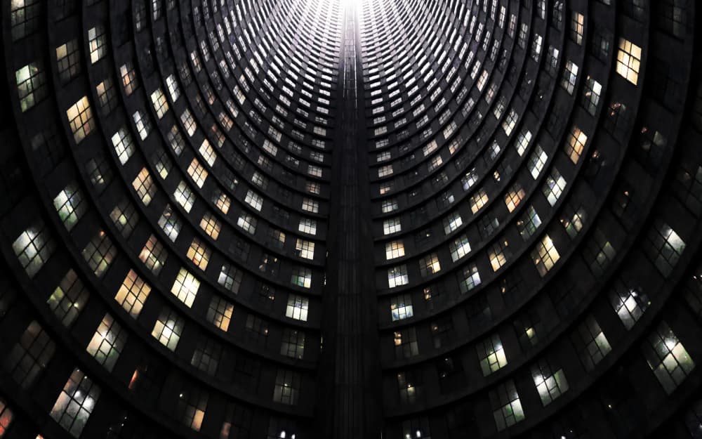 Illuminated Highrise Atrium by Fabrizio Massetti — canvas wall art