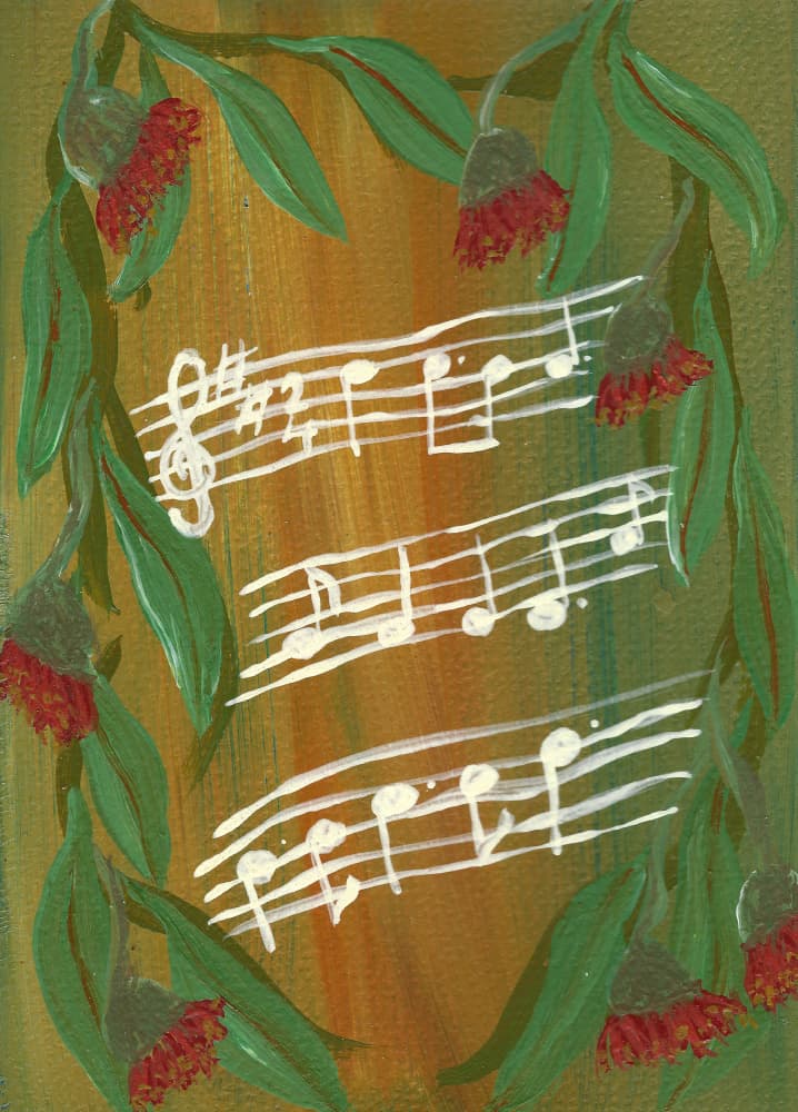 Eucalyptus Music Notes by Janine Brewster — canvas wall art