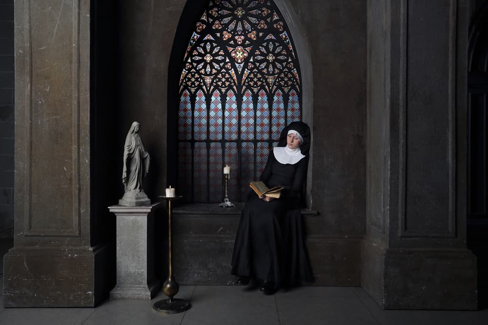 Solitary Nun's Prayer by Victoria Glinka — canvas wall art