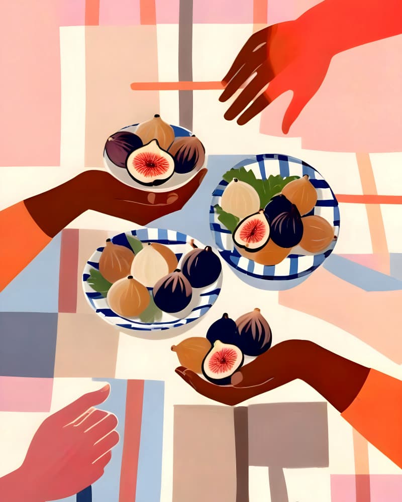 Sharing Fresh Figs by Uma Gokhale — canvas wall art
