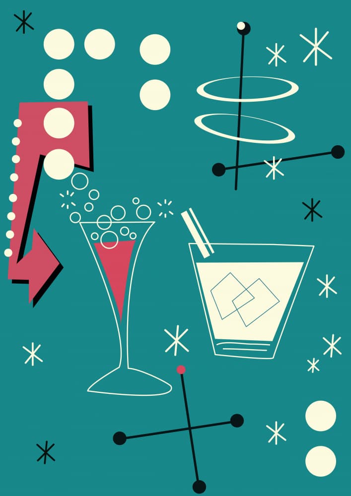 Mid-Century Drinks by Nicholas — canvas wall art