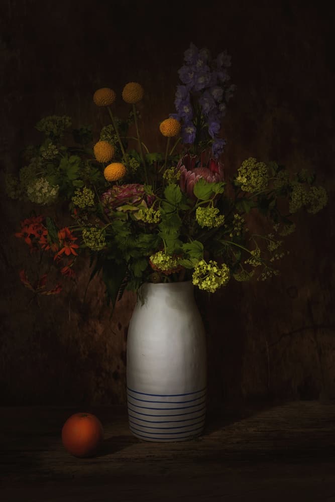 Dark Floral Still Life by Saskia Dingemans — canvas wall art
