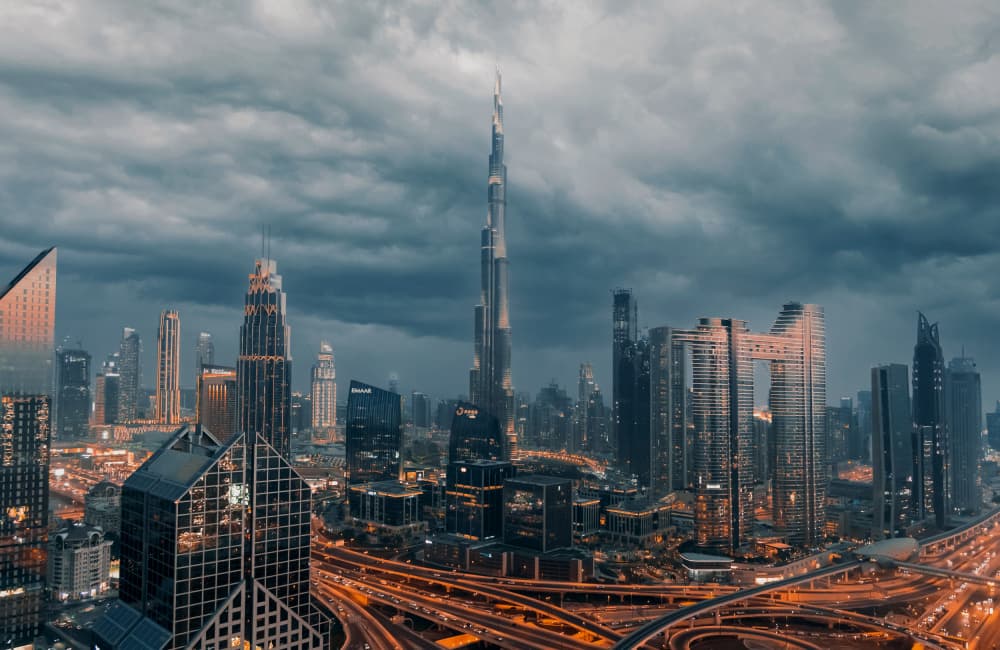 Dramatic Dubai Skyline by Ahmed Aldaie — canvas wall art