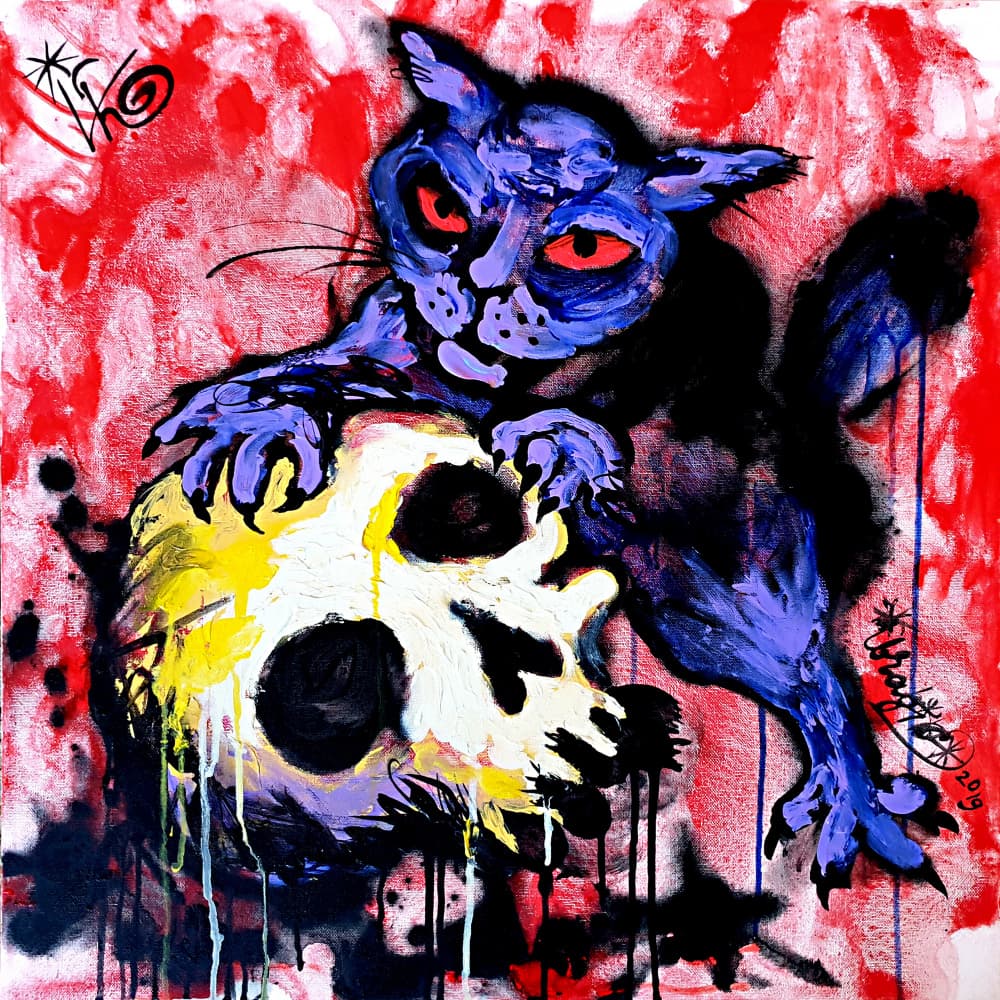 Dark Cat Skull by Kanat Ibragimov — canvas wall art