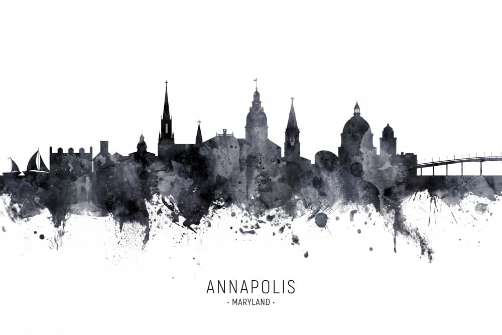 Annapolis City Silhouette by Michael Tompsett — canvas wall art