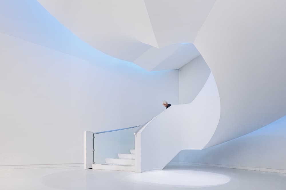Modern White Staircase by fotomarion — canvas wall art