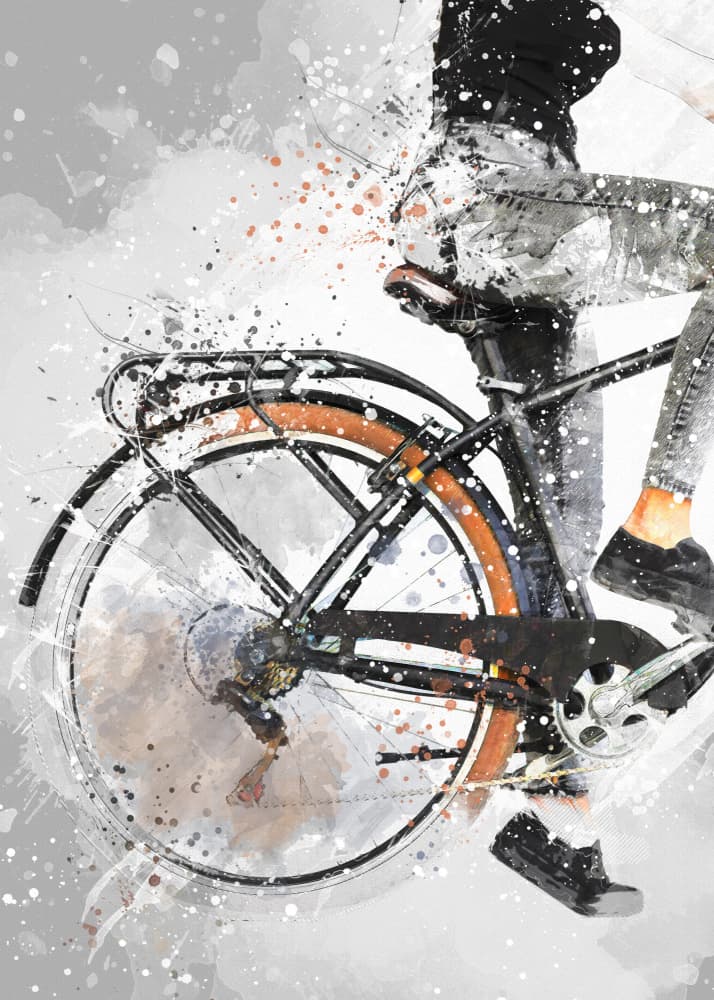 Urban Cyclist Splash by Justyna Jaszke — canvas wall art