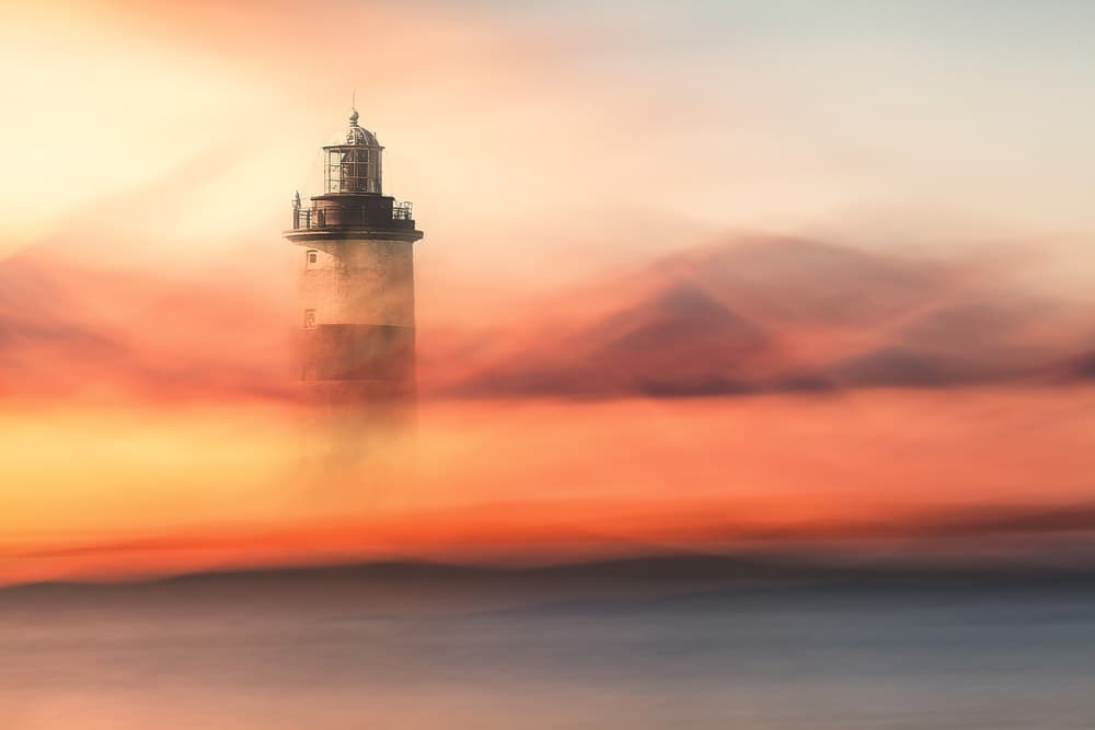 Dreamy Lighthouse Sunset by Gustav Davidsson — canvas wall art