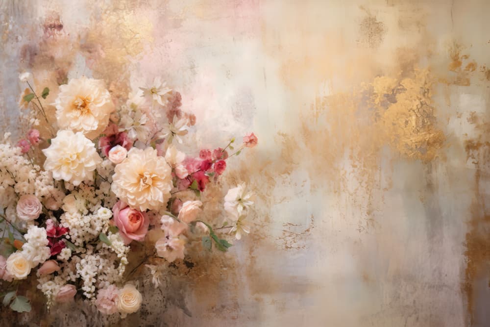 Soft Golden Floral Elegance by Bilge Paksoylu — canvas wall art