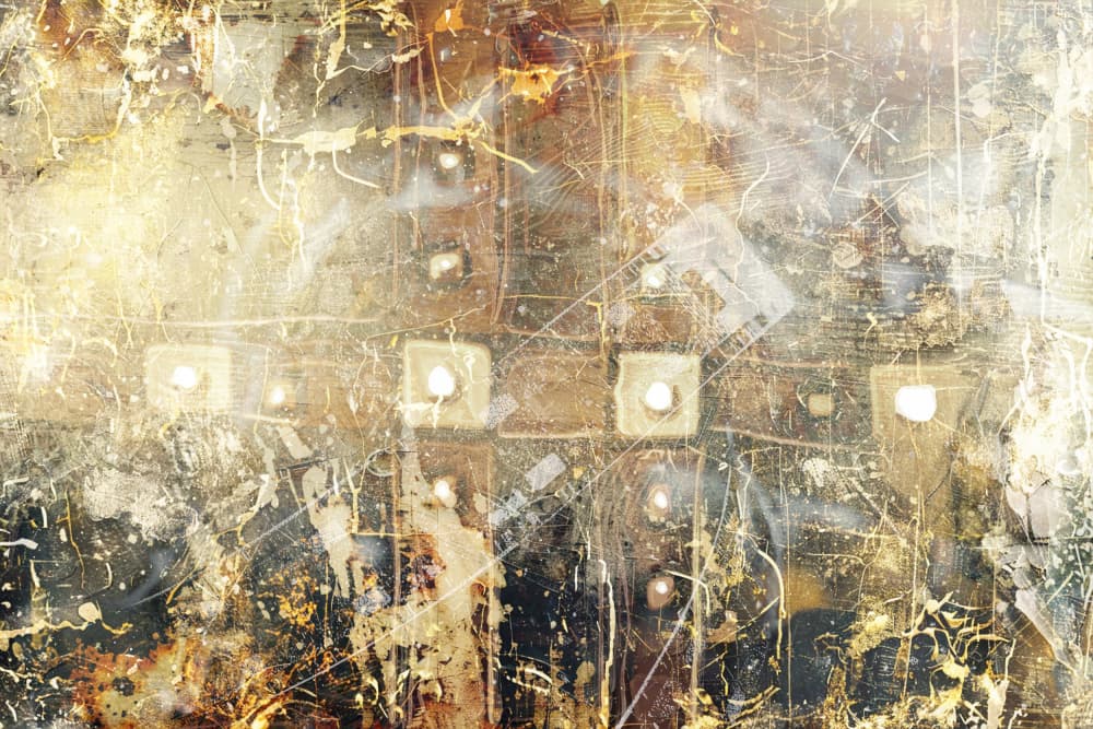 Golden Grunge Circuit by Rafal Kulik — canvas wall art