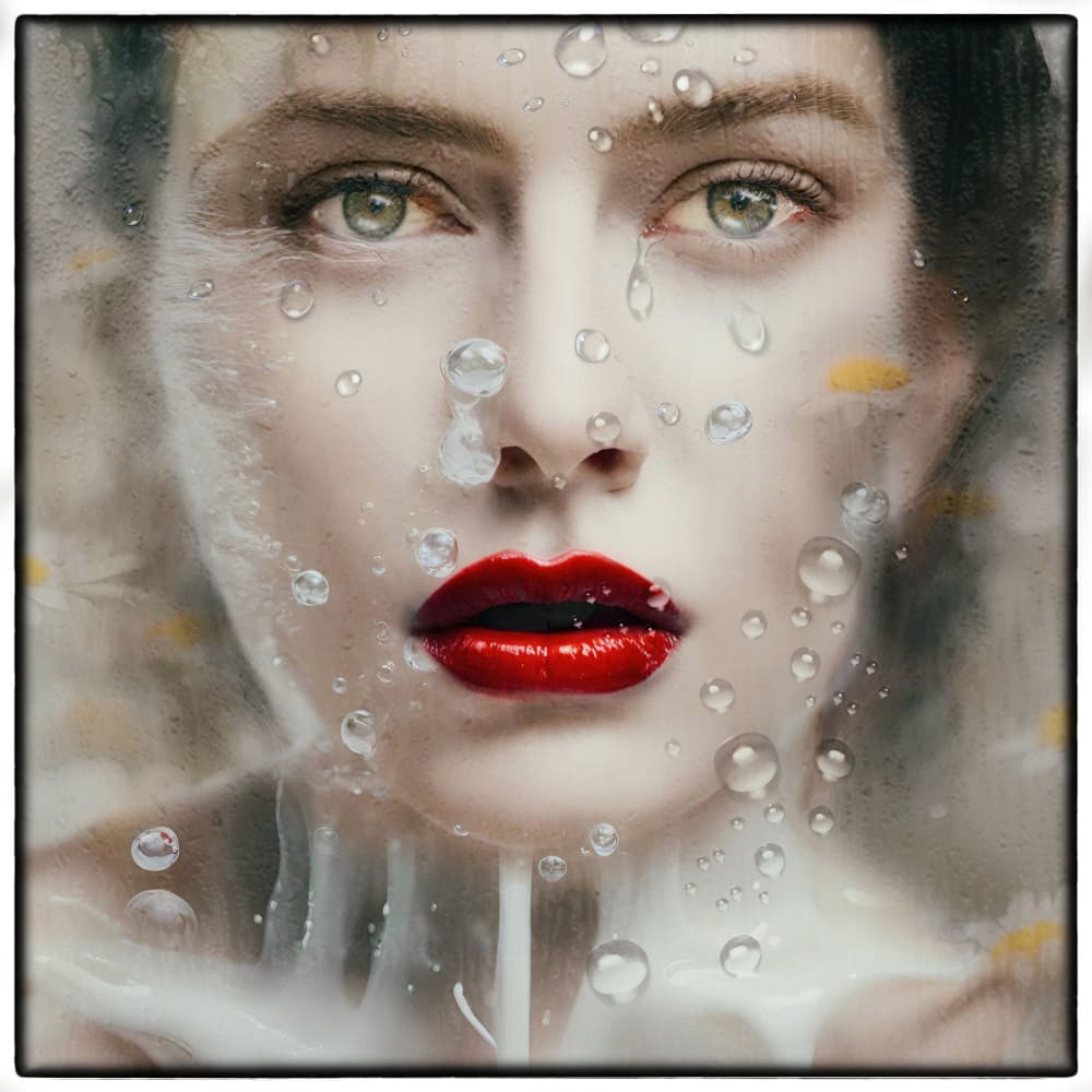 Red Lips Wet Face by Ewa Całkosińska-Kajzer — canvas wall art