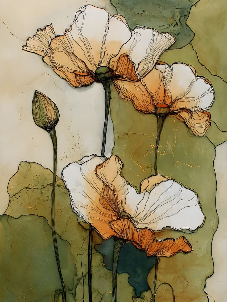 Ethereal Orange Poppies by Miguel Bruzual — canvas wall art