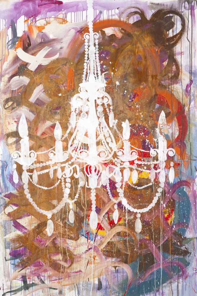 White Chandelier Abstract by kent youngstrom — canvas wall art