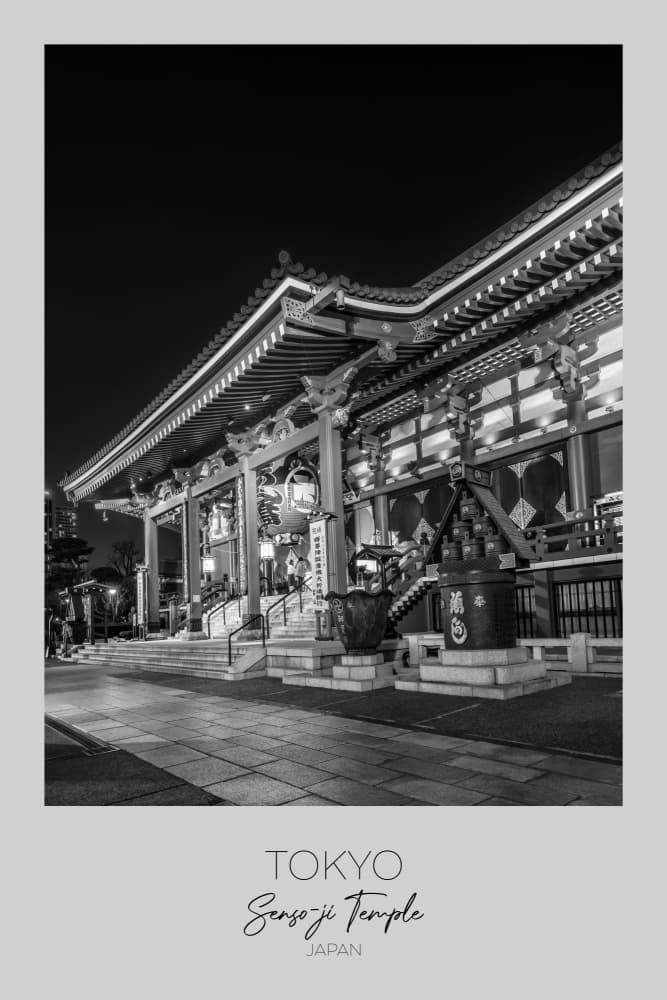 Sensoji Temple Night by Melanie Viola — canvas wall art