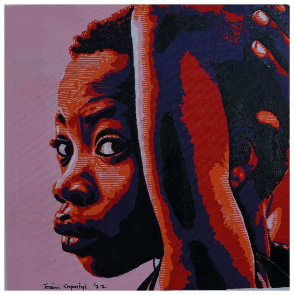 Young Woman's Vivid Gaze by Tosin Oyeniyi — canvas wall art