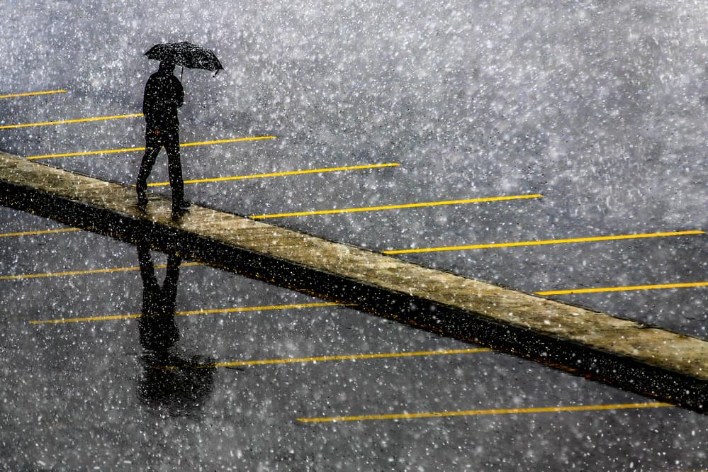 Walking in Heavy Rain by Ummu Nisan Kandilcioglu — canvas wall art