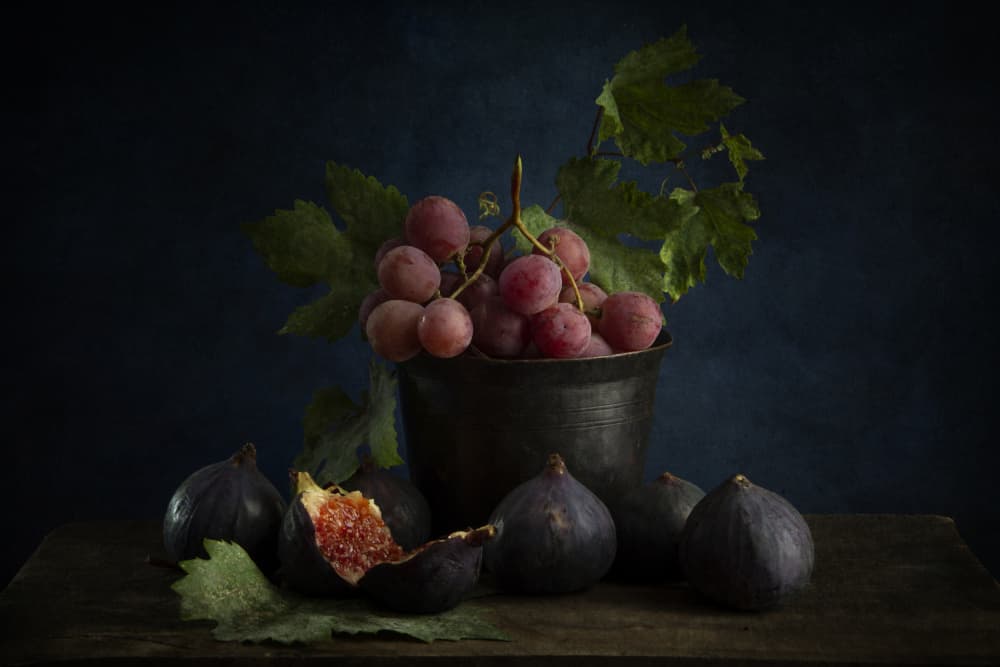 Grapes and Figs Still Life by Ramiz Sahin — canvas wall art