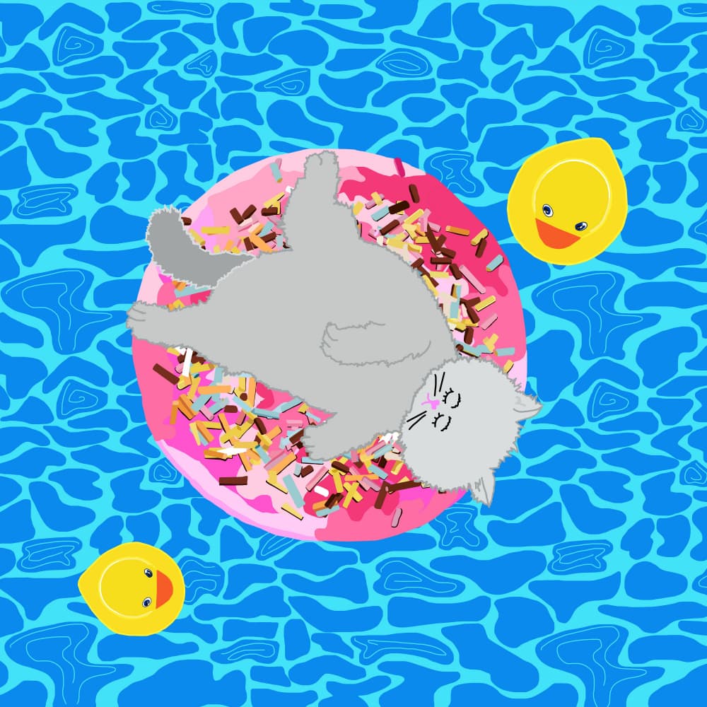 Sleeping Cat Pool Float by Lynnda Rakos — canvas wall art