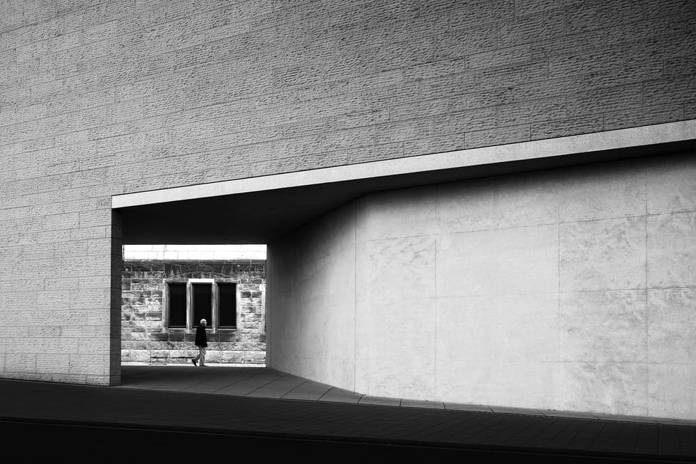 Lone Figure Modern Architecture by Rolf Endermann — canvas wall art