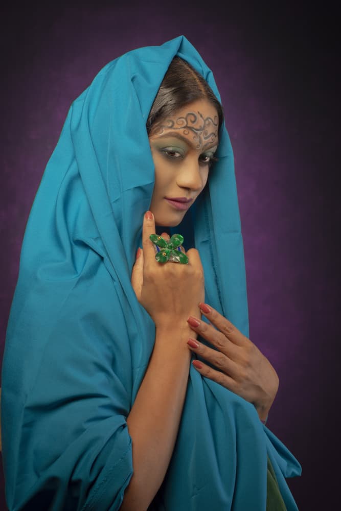 Elegant Woman Green Ring by DEBASISH CHATTOPADHYAY — canvas wall art