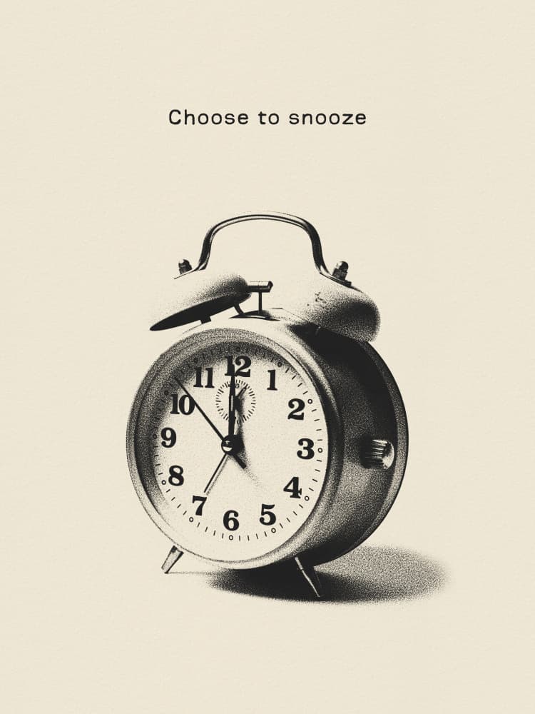 Choose to Snooze Clock by Andreas Magnusson — canvas wall art